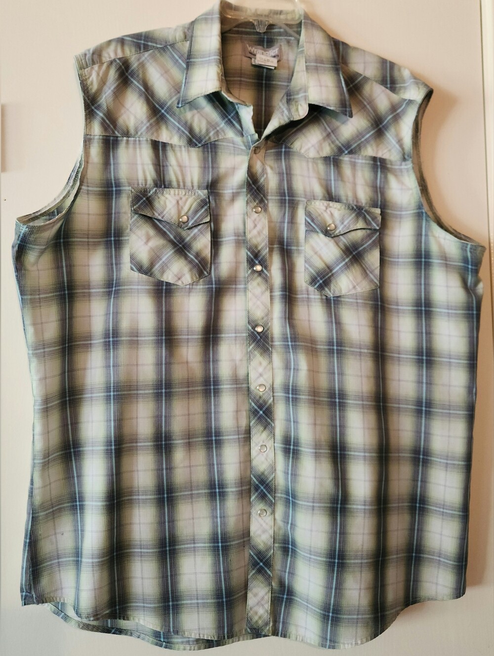 Wrangler 🤠 Vintage Pearl Snaps Sleeveless Shirt Men's XXLarge $29